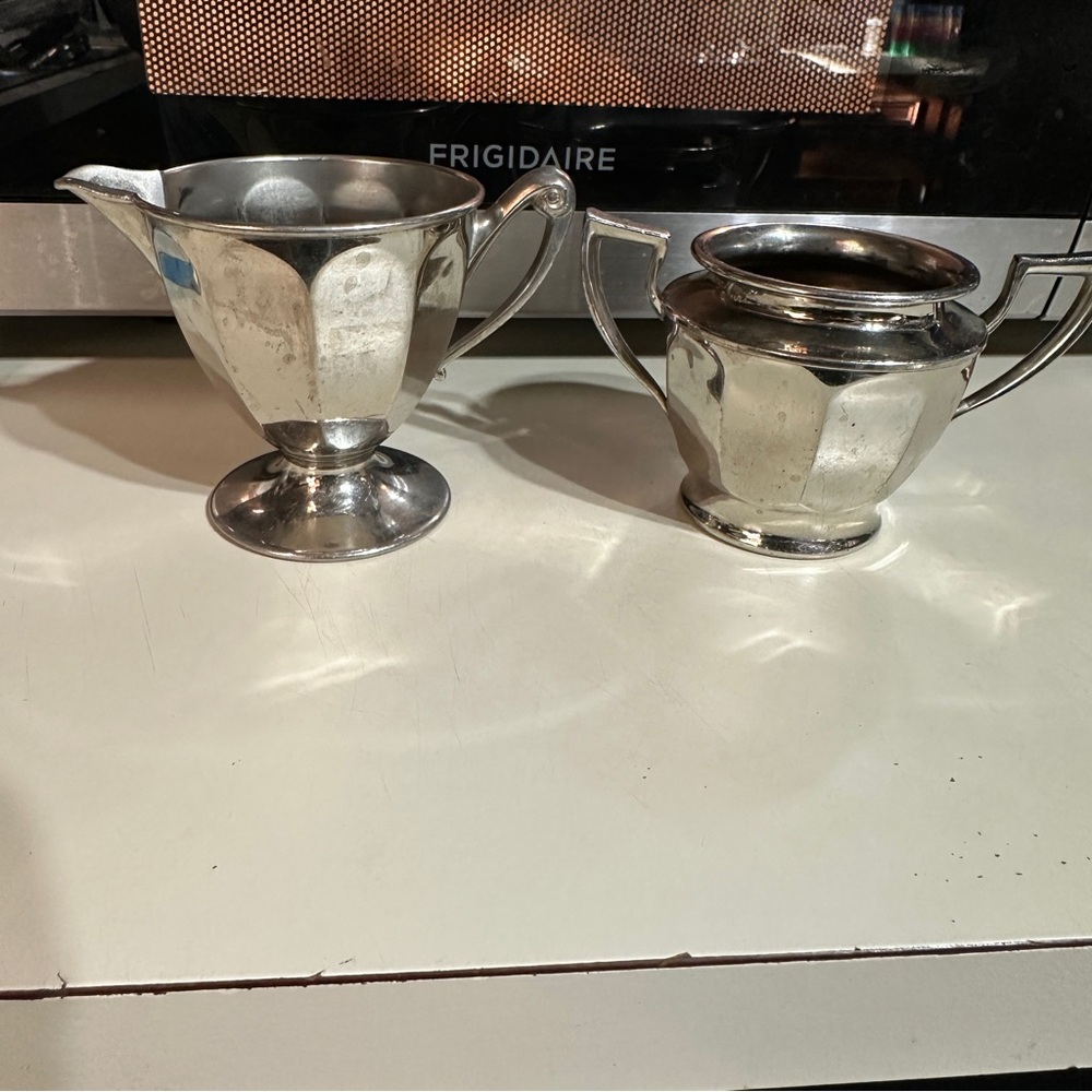 Vintage Westinghouse Silver Plated Cream And Sugar‎ Art Deco Design